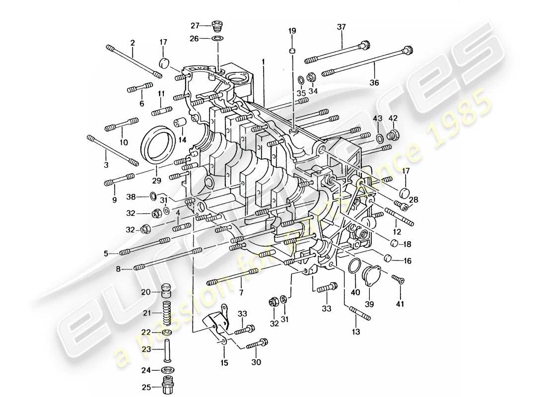 porsche 2005 (996 gt3) basamento diagramma delle parti