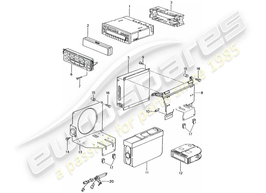 porsche 2004 (996) unità radio - amplificatore - d >> - mj 2002 schema delle parti