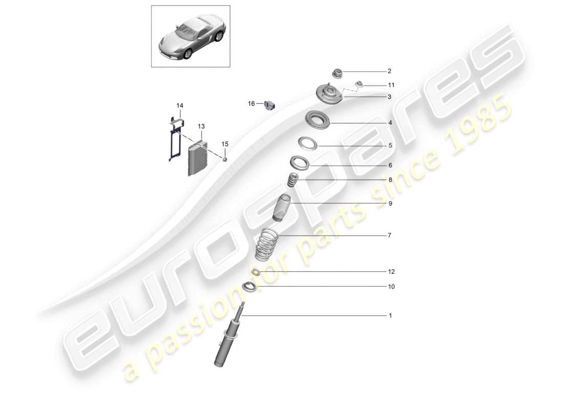 porsche 2020 (718 boxster) sospensione ammortizzatori diagramma delle parti