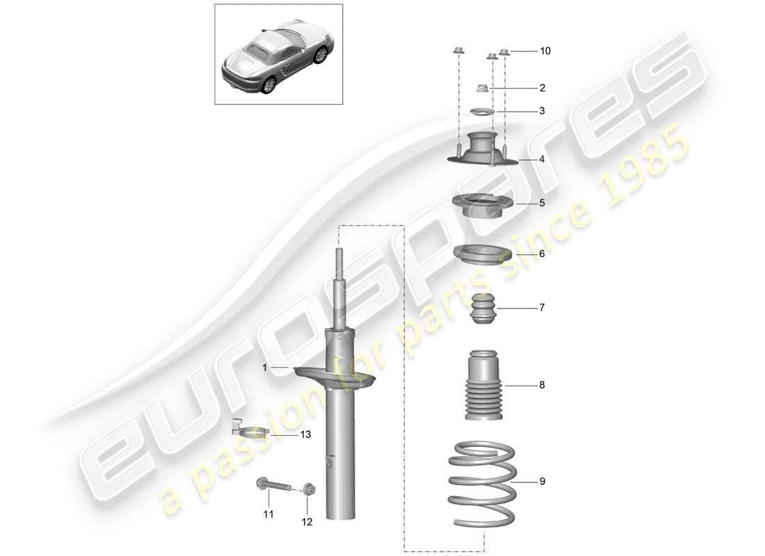 porsche 2019 (718 boxster) ammortizzatore diagramma delle parti