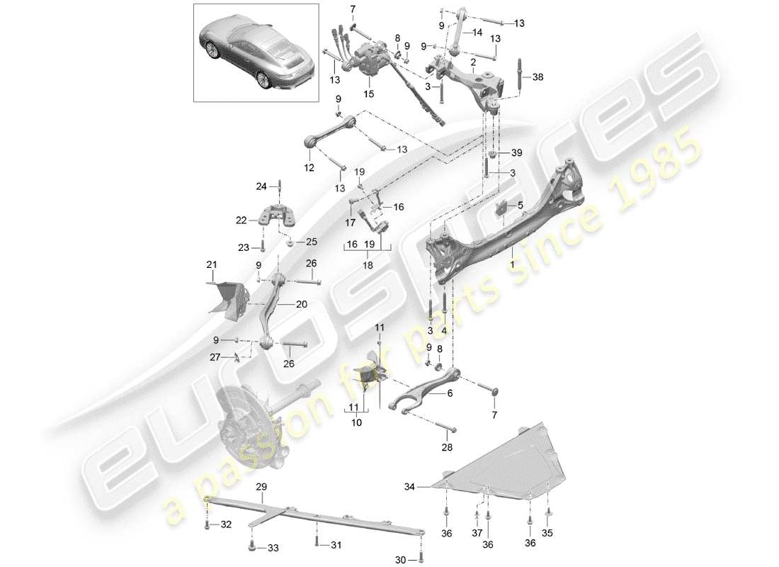 porsche 2017 (991-2 turbo) asse posteriore diagramma delle parti