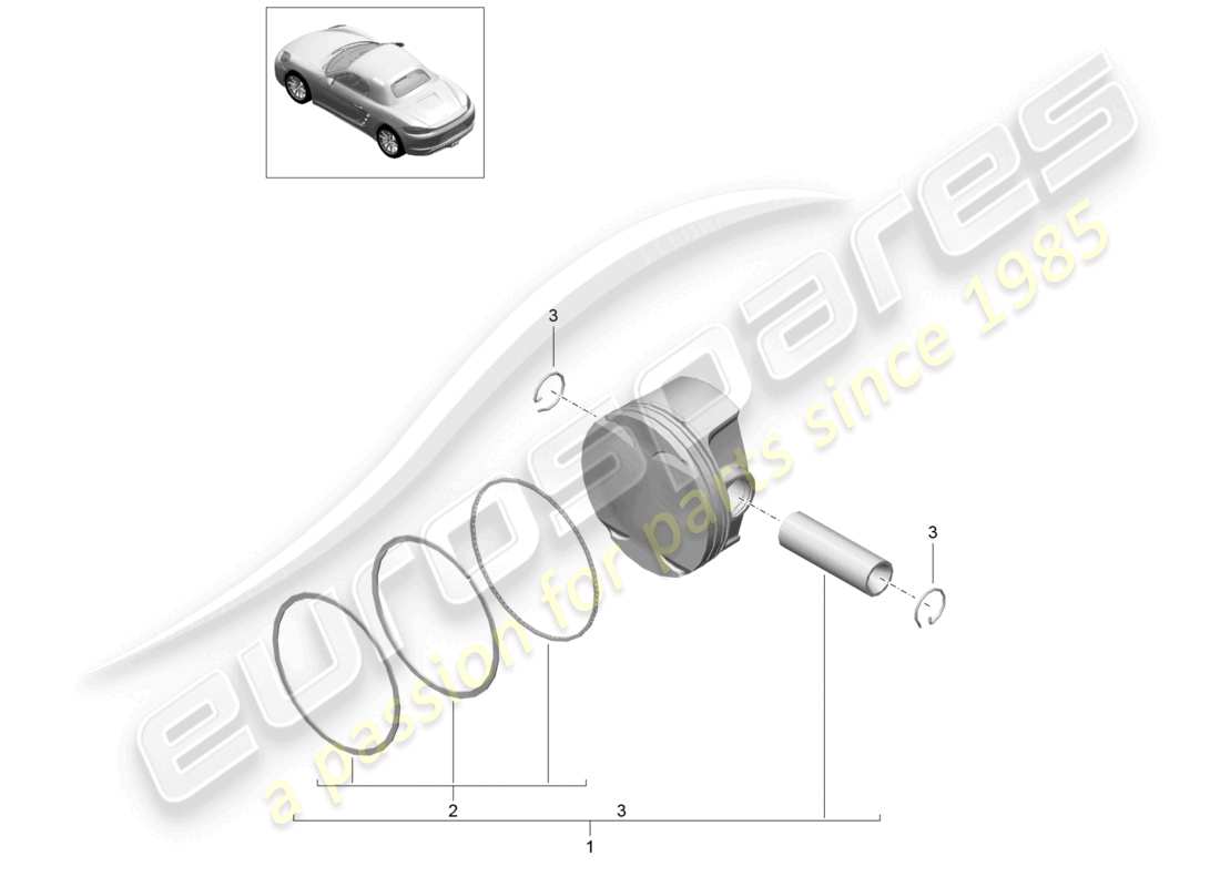 porsche 2020 (718 boxster) pistone diagramma delle parti