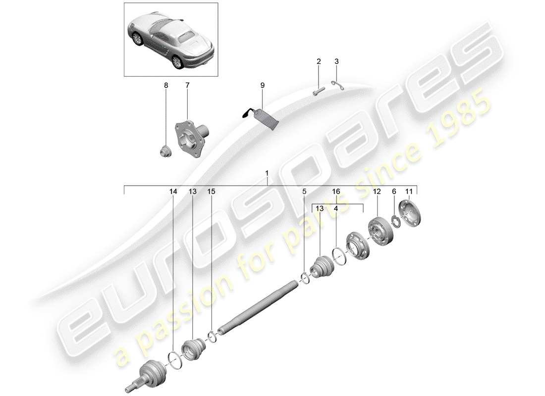 porsche 2017 (718 boxster) albero di trasmissione diagramma delle parti