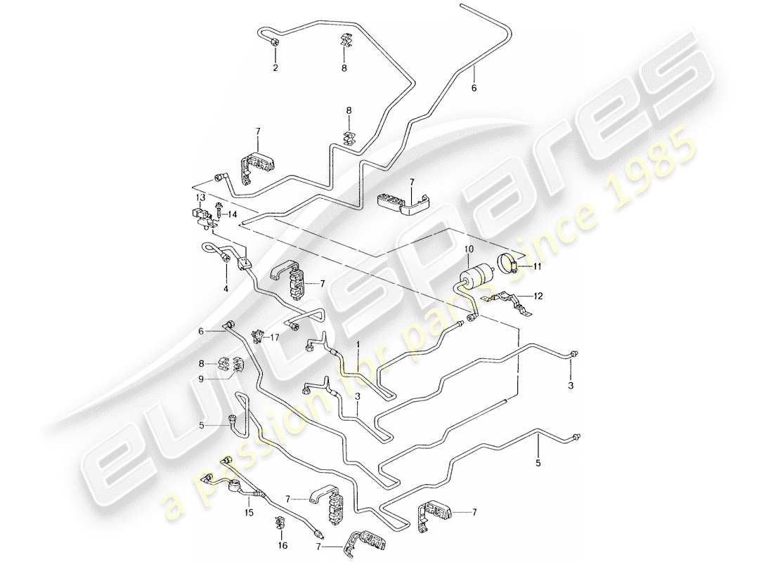 porsche 2001 (986 boxster) schema delle parti del sistema di alimentazione