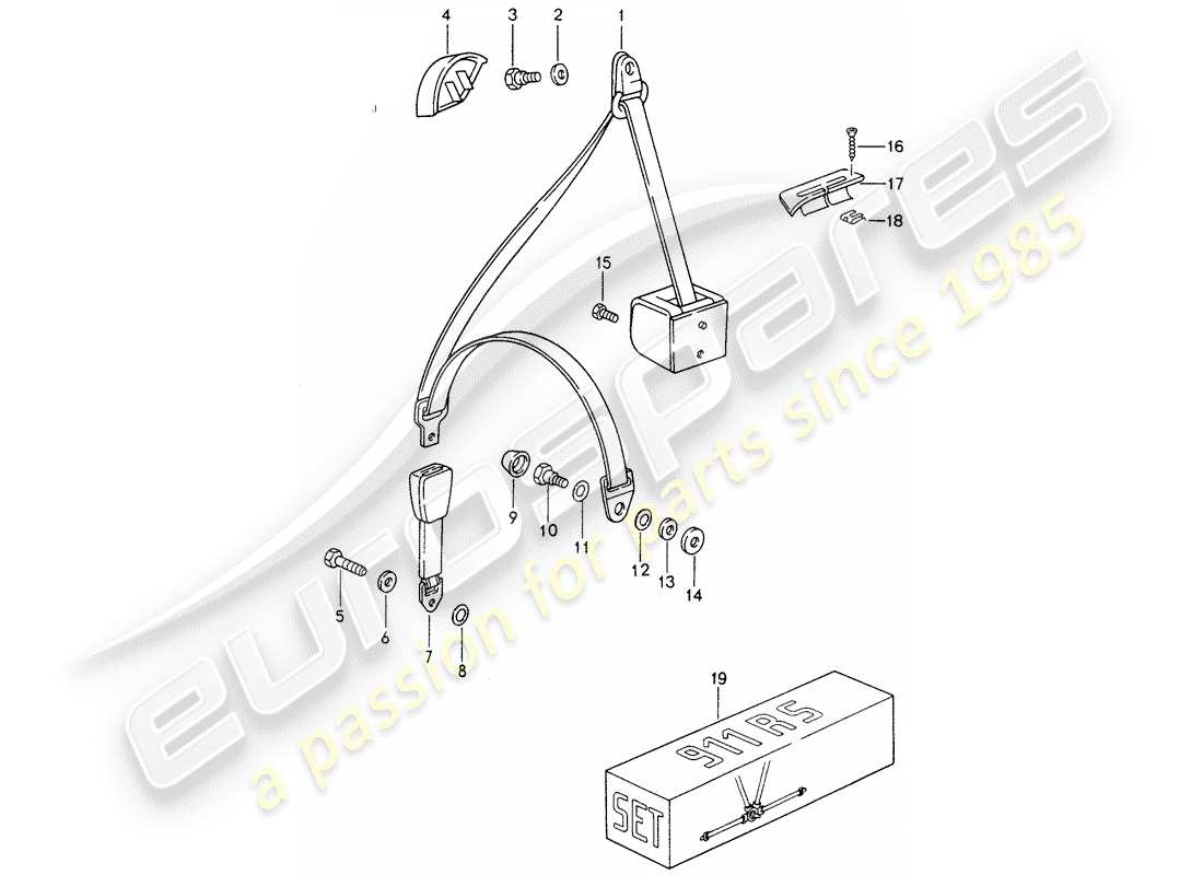 porsche 1994 (993) cintura di sicurezza diagramma delle parti