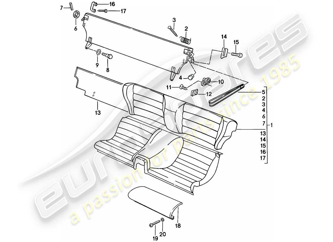 porsche 1977 (924) sedile di emergenza - parti singole diagramma delle parti