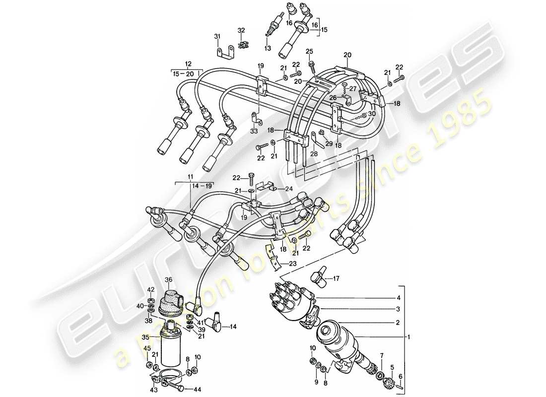 porsche 1987 (911) impianto elettrico del motore 2 diagramma delle parti