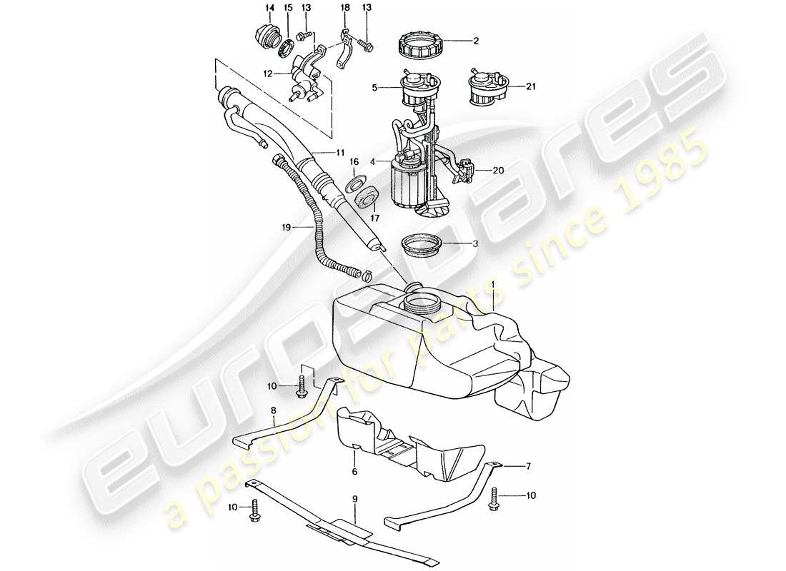 porsche 2005 (996 gt3) serbatoio di carburante diagramma delle parti