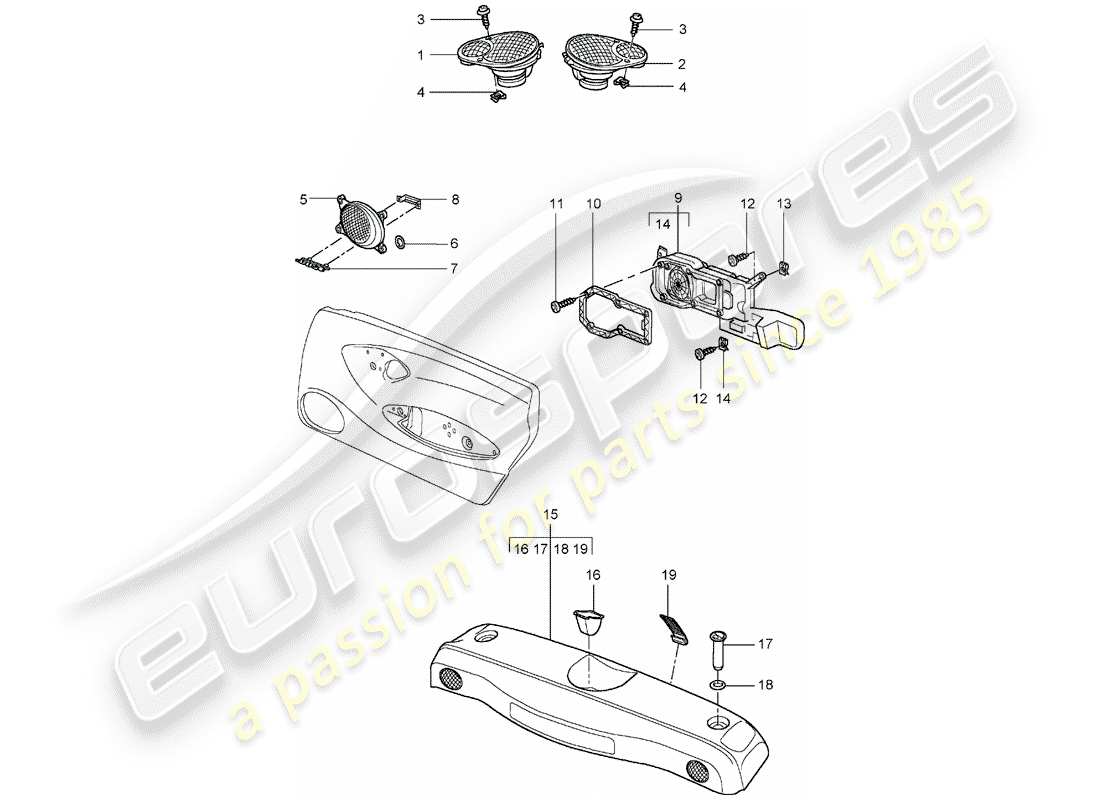 porsche 2003 (986 boxster) altoparlante - d - mj 2002>> diagramma delle parti