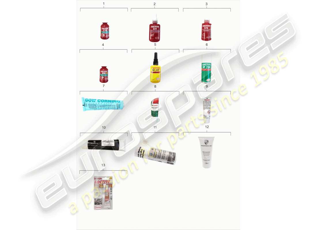 porsche 2002 (986 boxster) liquido di bloccaggio adesivo e sigillante diagramma delle parti