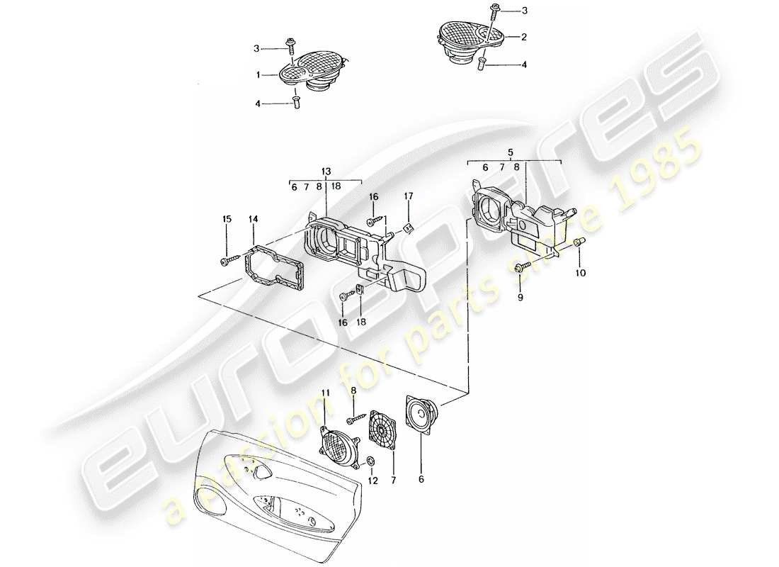 porsche 1997 (986 boxster) altoparlante - altoparlante - m 680/mj.02- - vedi illustrazione: diagramma delle parti