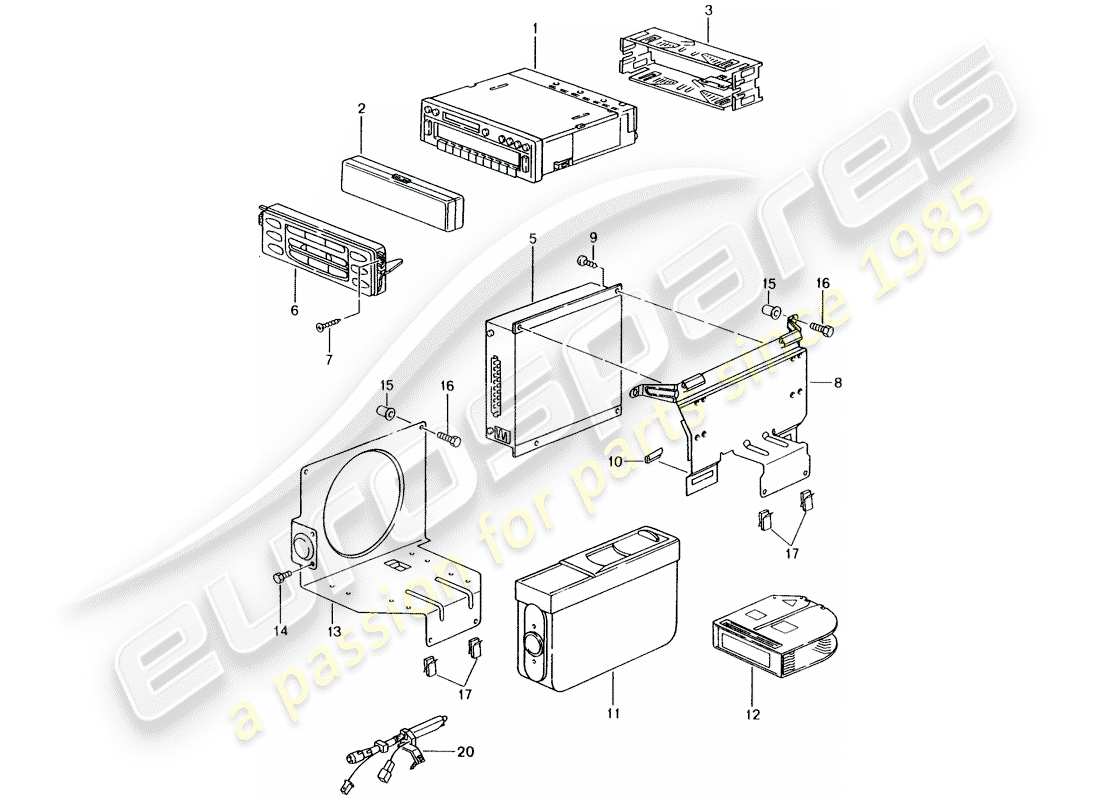 porsche 1997 (986 boxster) unità radio - amplificatore - d >> - mj 2002 schema delle parti