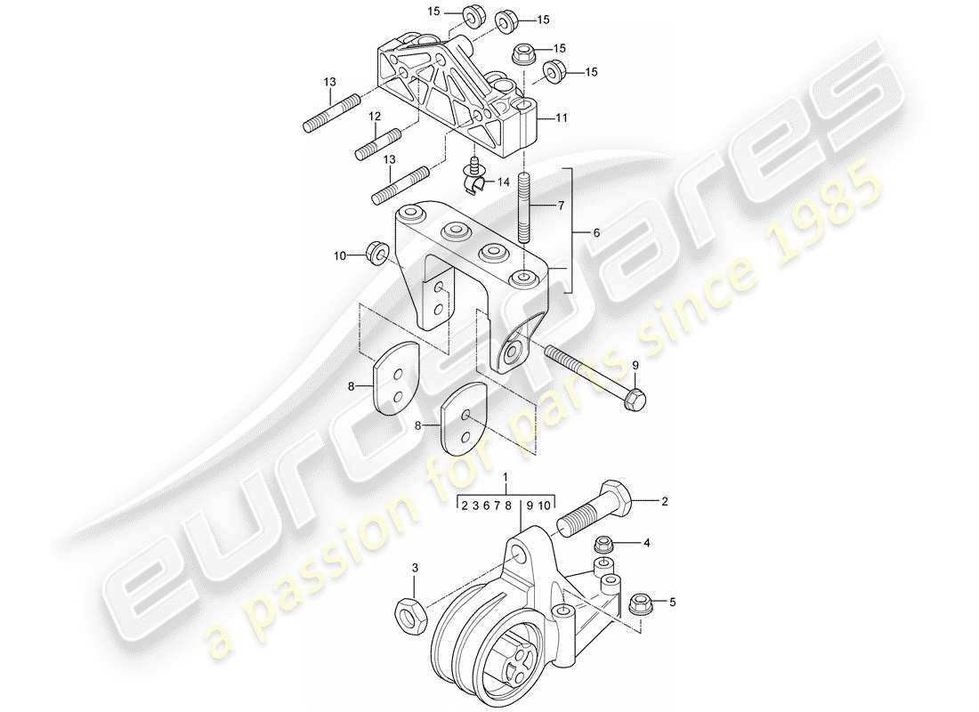 porsche 2006 (carrera gt) sospensione del motore diagramma delle parti