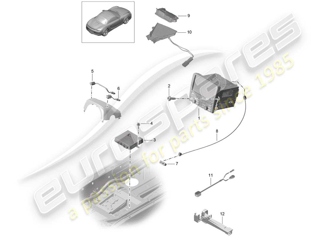 porsche 2016 (981 boxster) unità operativa diagramma delle parti