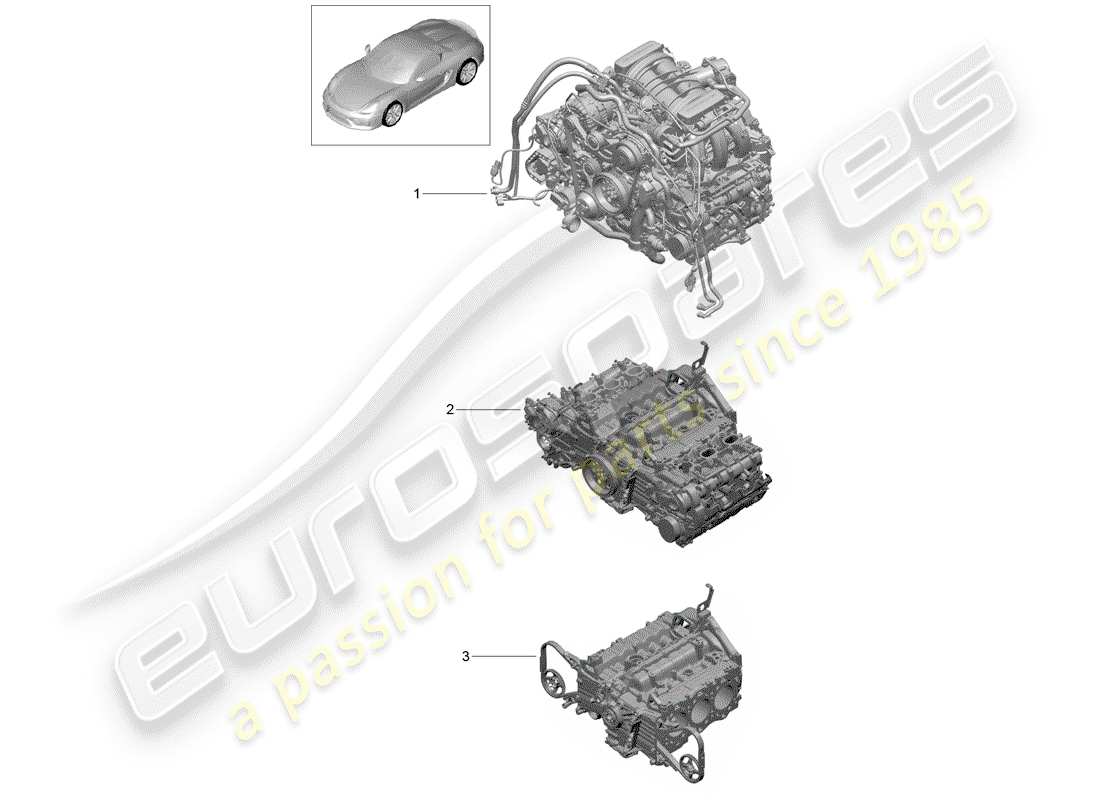porsche 2016 (981 boxster spyder) motore di sostituzione schema delle parti