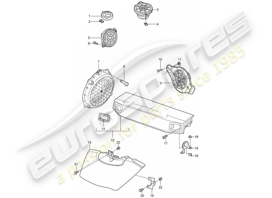 porsche 2011 (997-2 turbo / gt2 rs) altoparlante schema delle parti