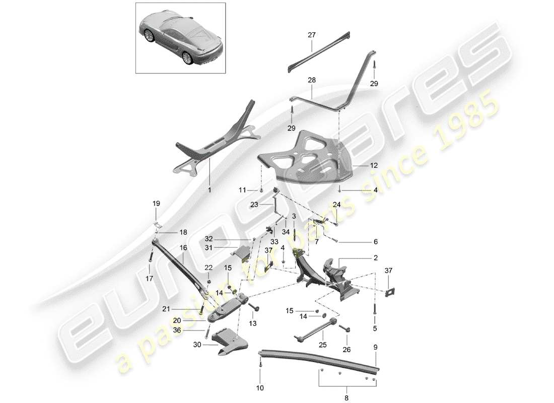 porsche 2016 (981 cayman gt4) schema delle parti assale posteriore