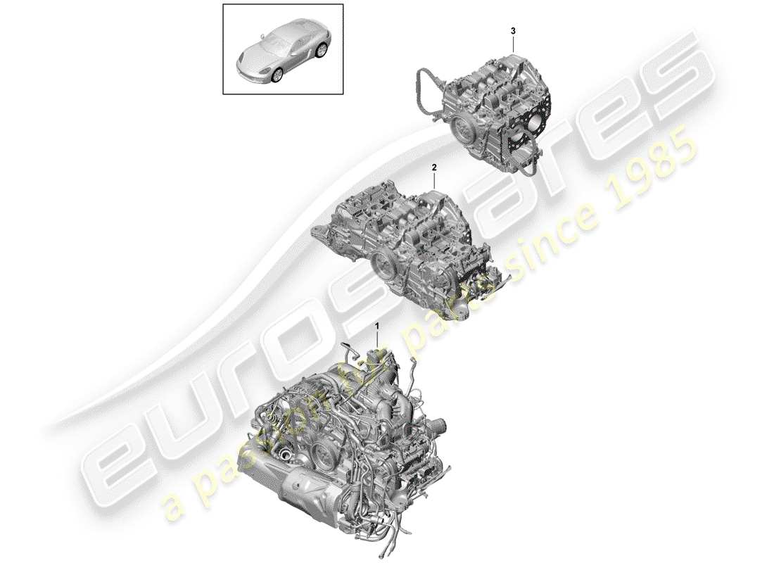 porsche 2017 (718 cayman) motore sostitutivo diagramma delle parti