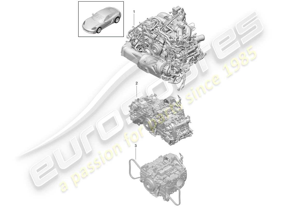 porsche 2017 (718 cayman) motore sostitutivo diagramma delle parti