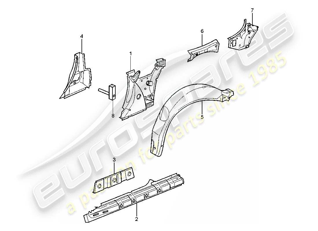 porsche 2002 (996 turbo / gt2) pannello laterale diagramma delle parti