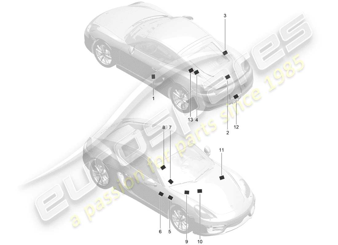 porsche 2014 (981 cayman) segnali/avvisi diagramma delle parti