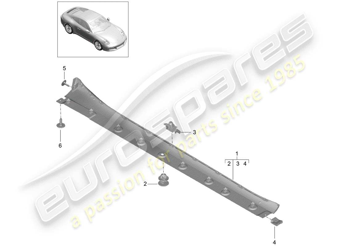 porsche 2017 (991-2) rivestimento lato lato diagramma delle parti