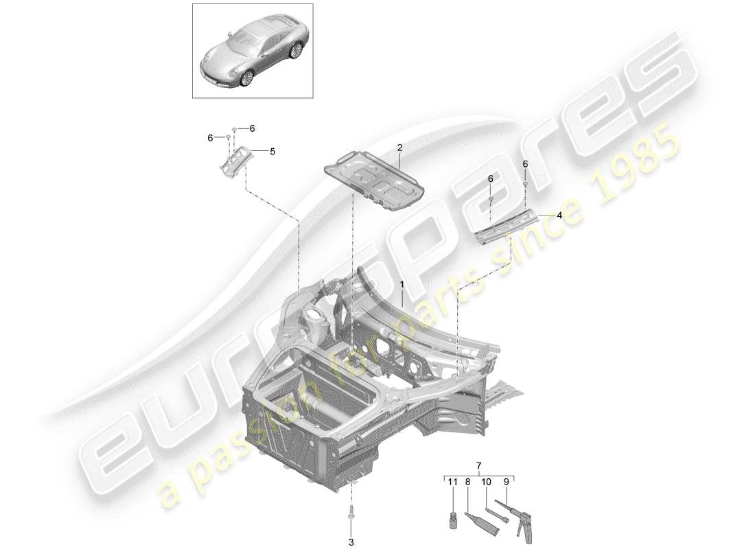 porsche 2017 (991-2) schema delle parti frontale
