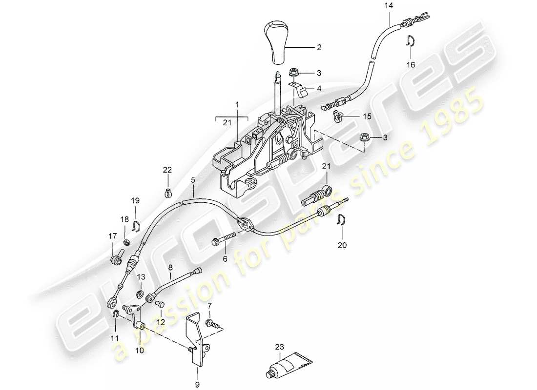 porsche 2001 (986 boxster) leva selettrice - tiptronic diagramma delle parti