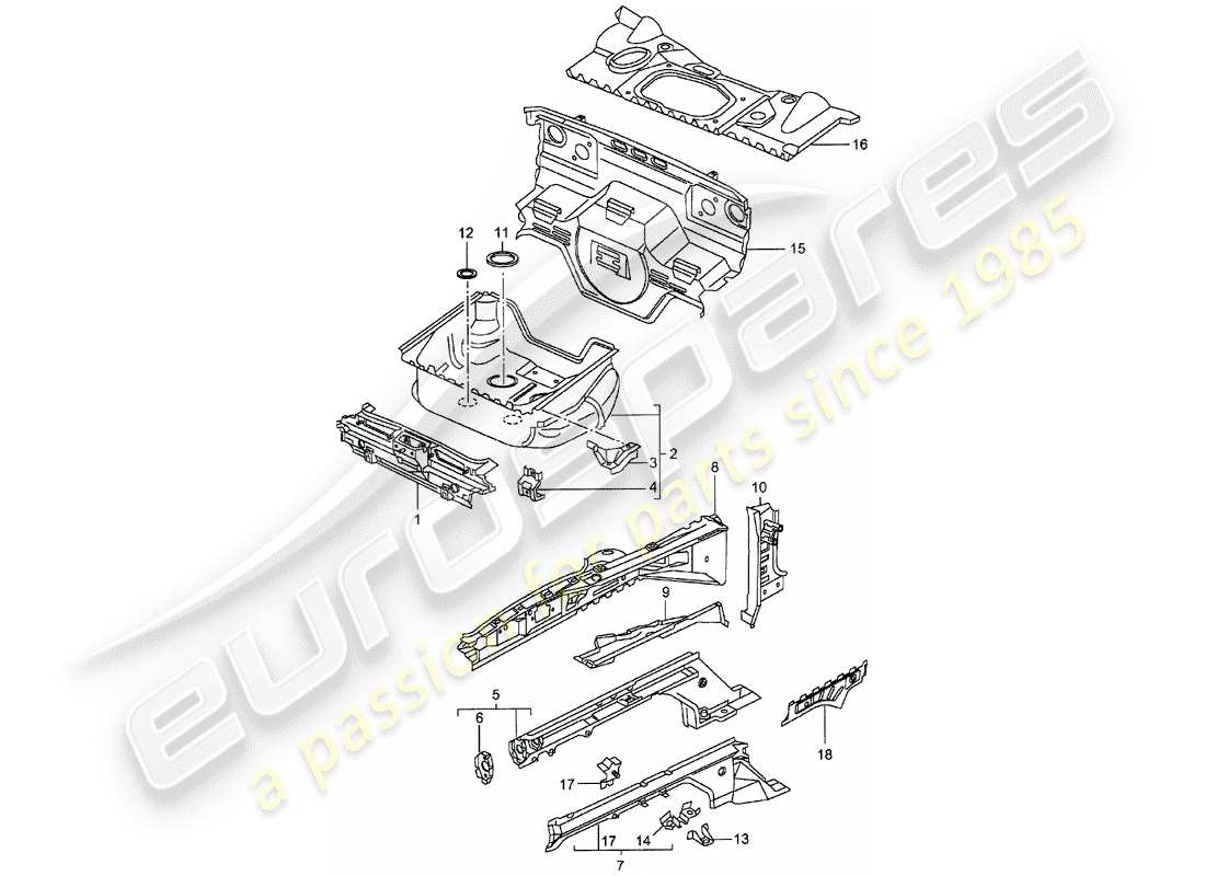 porsche 1999 (986 boxster) parte anteriore - parti singole schema delle parti