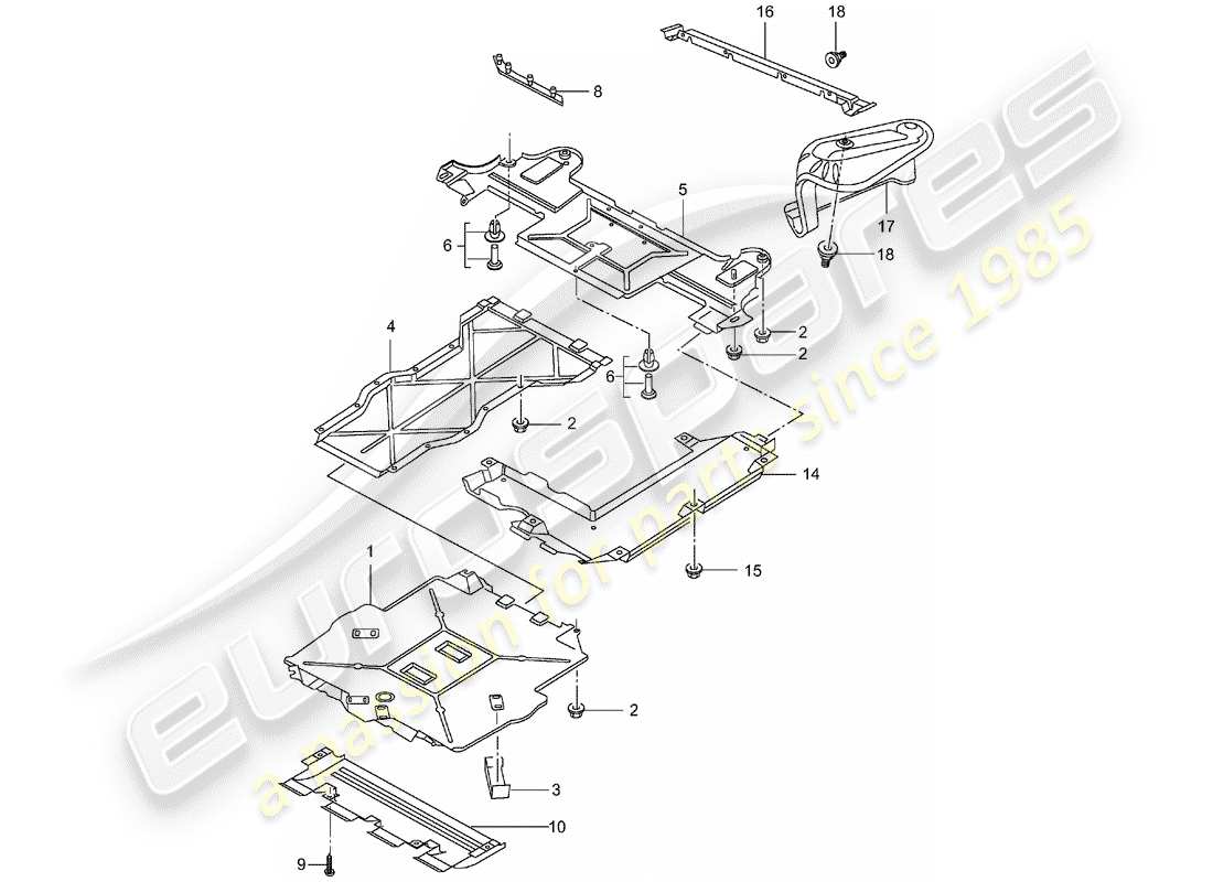 porsche 2002 (996 turbo / gt2) rivestimenti - per - sottoscocca diagramma delle parti