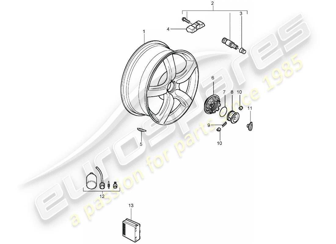 porsche 2006 (carrera gt) ruote diagramma delle parti