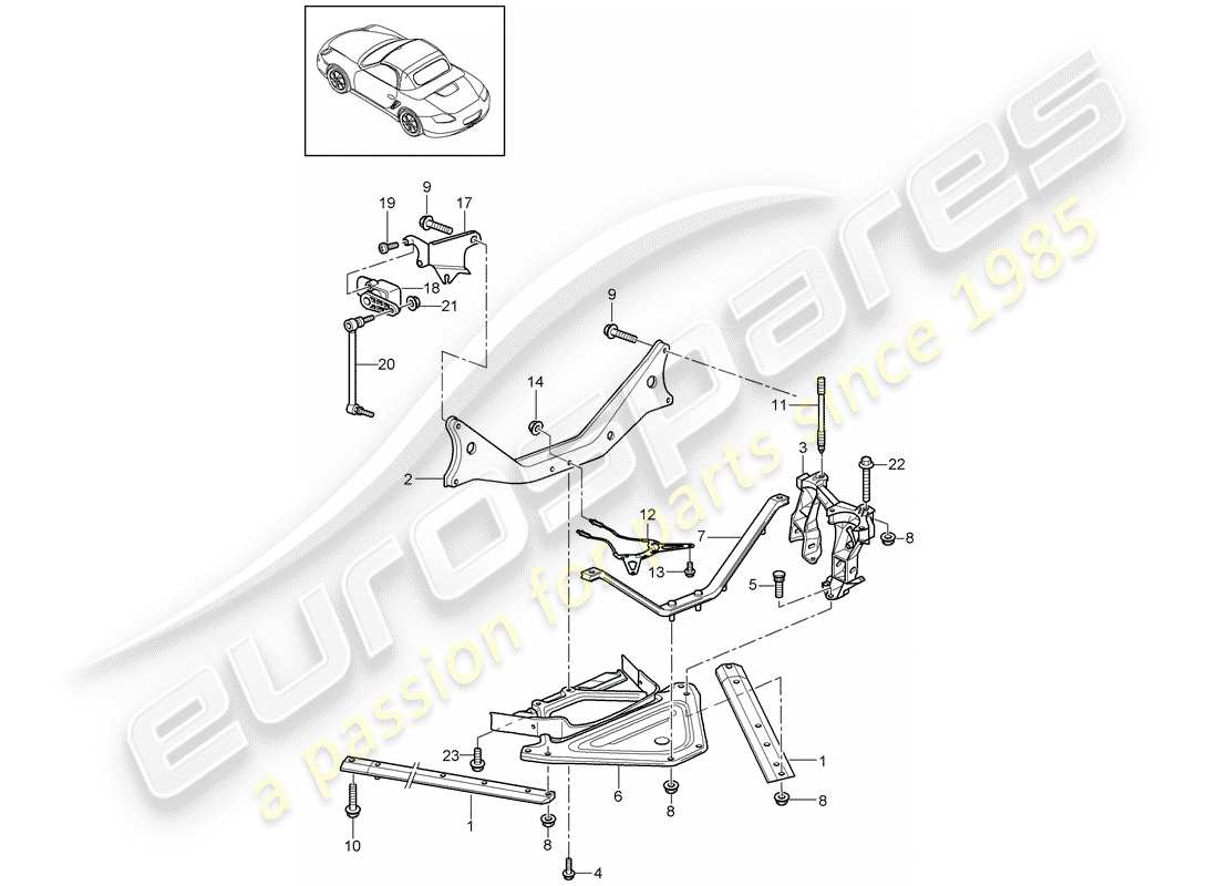 porsche 2009 (987 boxster) schema delle parti assale posteriore