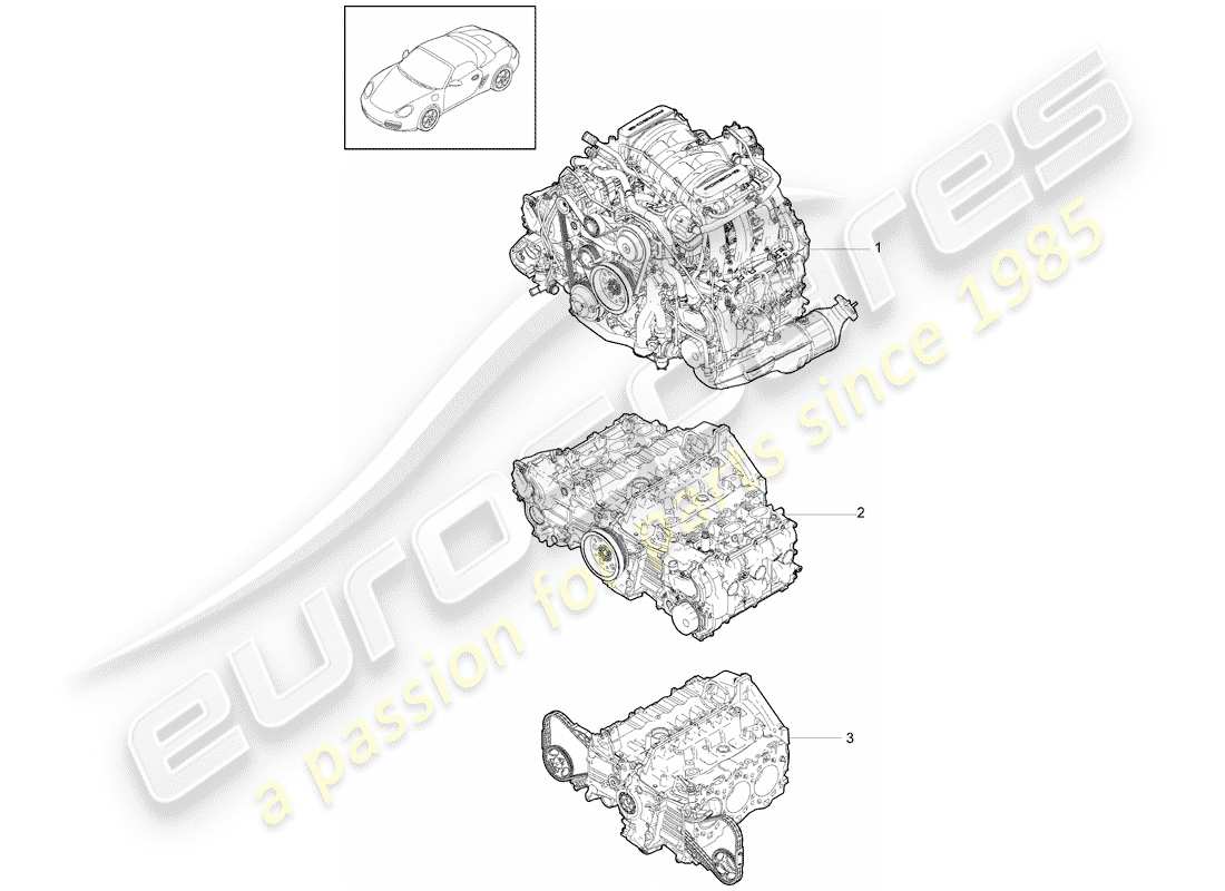 porsche 2009 (987 boxster) motore sostitutivo diagramma delle parti