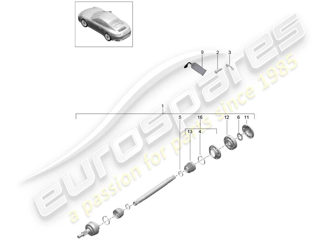 porsche 2017 (991-2) albero di trasmissione diagramma delle parti