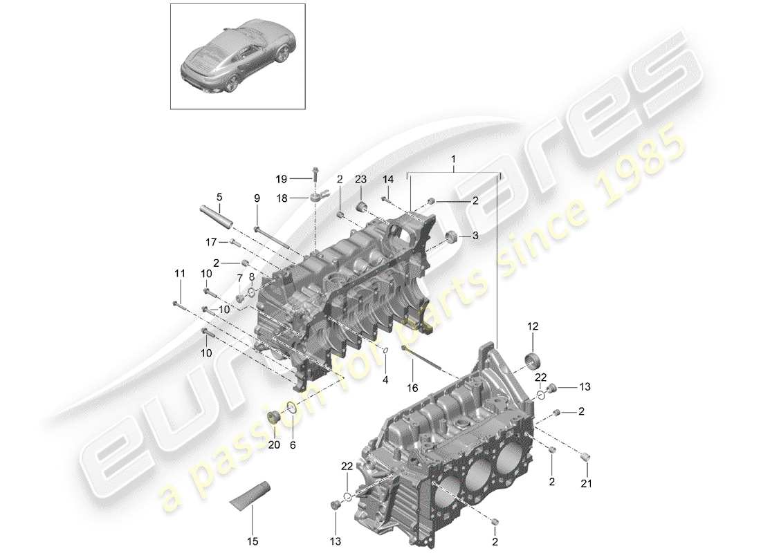 porsche 2015 (991-1 turbo) schema delle parti del basamento