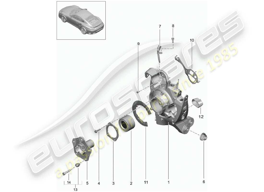 porsche 2016 (991-1 turbo) asse posteriore diagramma delle parti