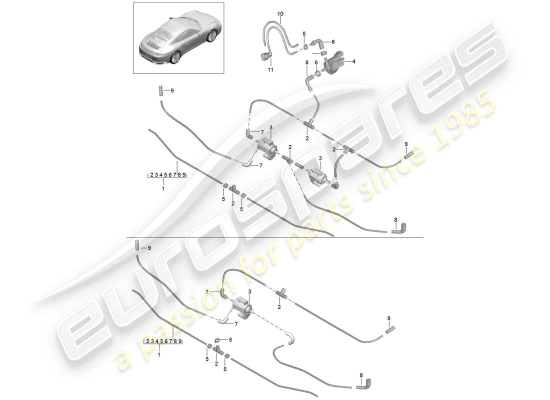 porsche 2017 (991-2) diagramma delle parti del filtro dell'aria