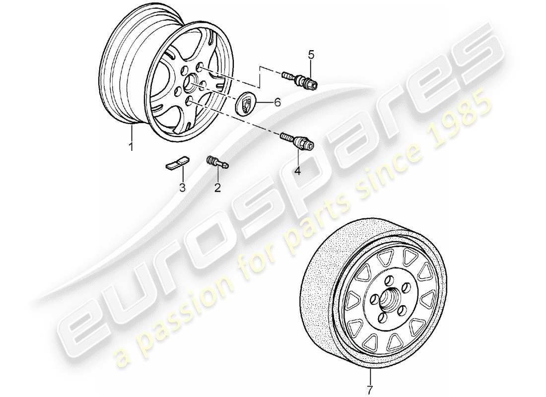 porsche 2005 (987 boxster) ruote diagramma delle parti