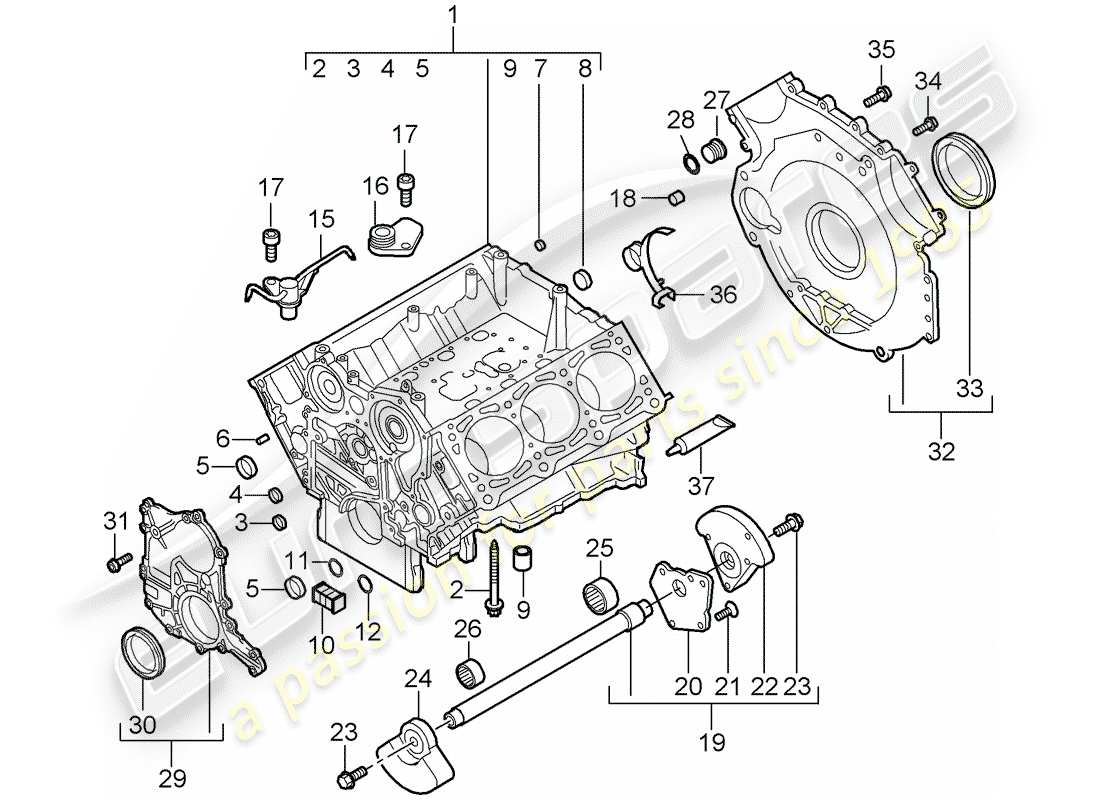 porsche 2007 (cayenne e1 9pa) basamento diagramma delle parti