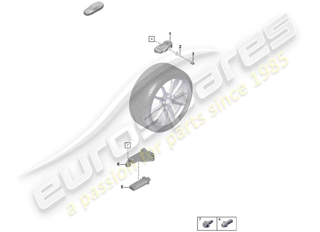 porsche 2020 (718 boxster spyder) sistema di controllo della pressione dei pneumatici diagramma delle parti