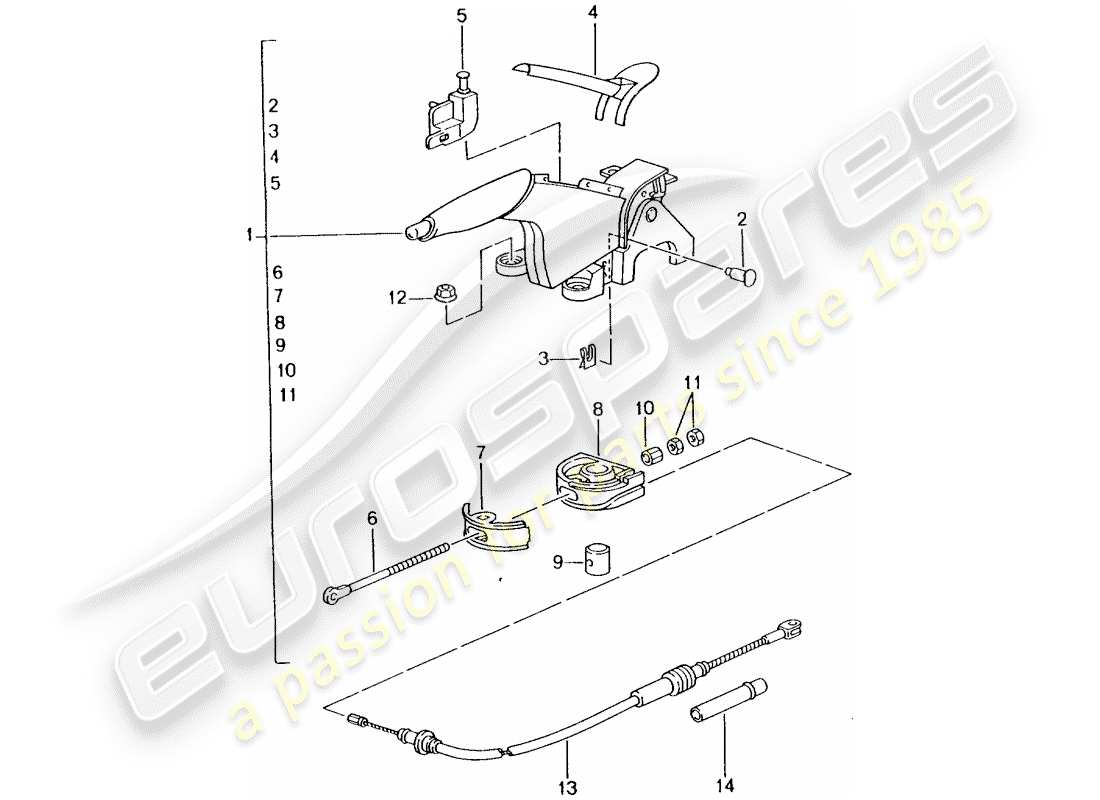 porsche 2002 (996 turbo / gt2) freno a mano - attuatore diagramma delle parti