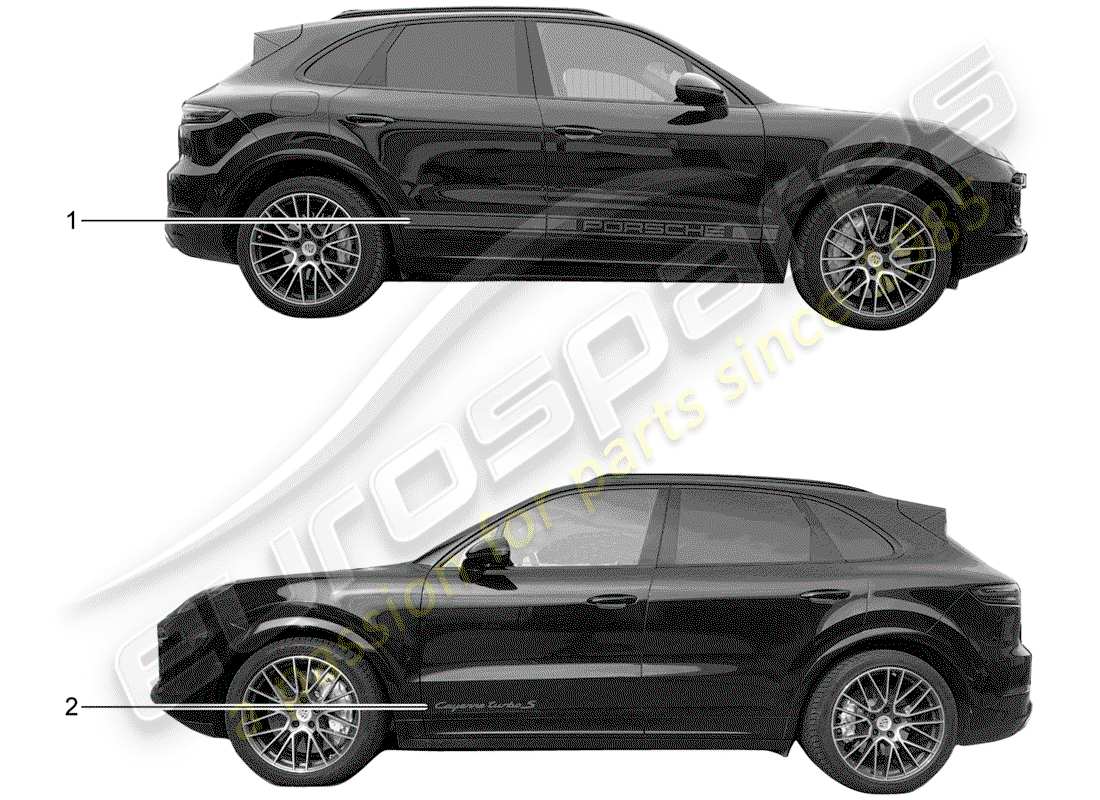 porsche 2011 (tequipment cayenne) foglio di rifinitura diagramma delle parti