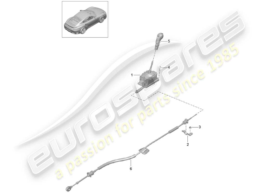 porsche 991 turbo (2015) leva selettrice diagramma delle parti