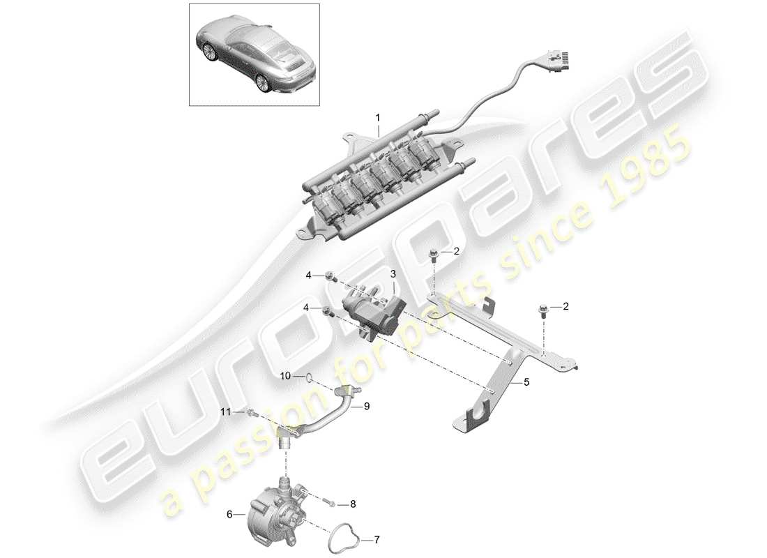 porsche 2017 (991-2) sistema di vuoto diagramma delle parti