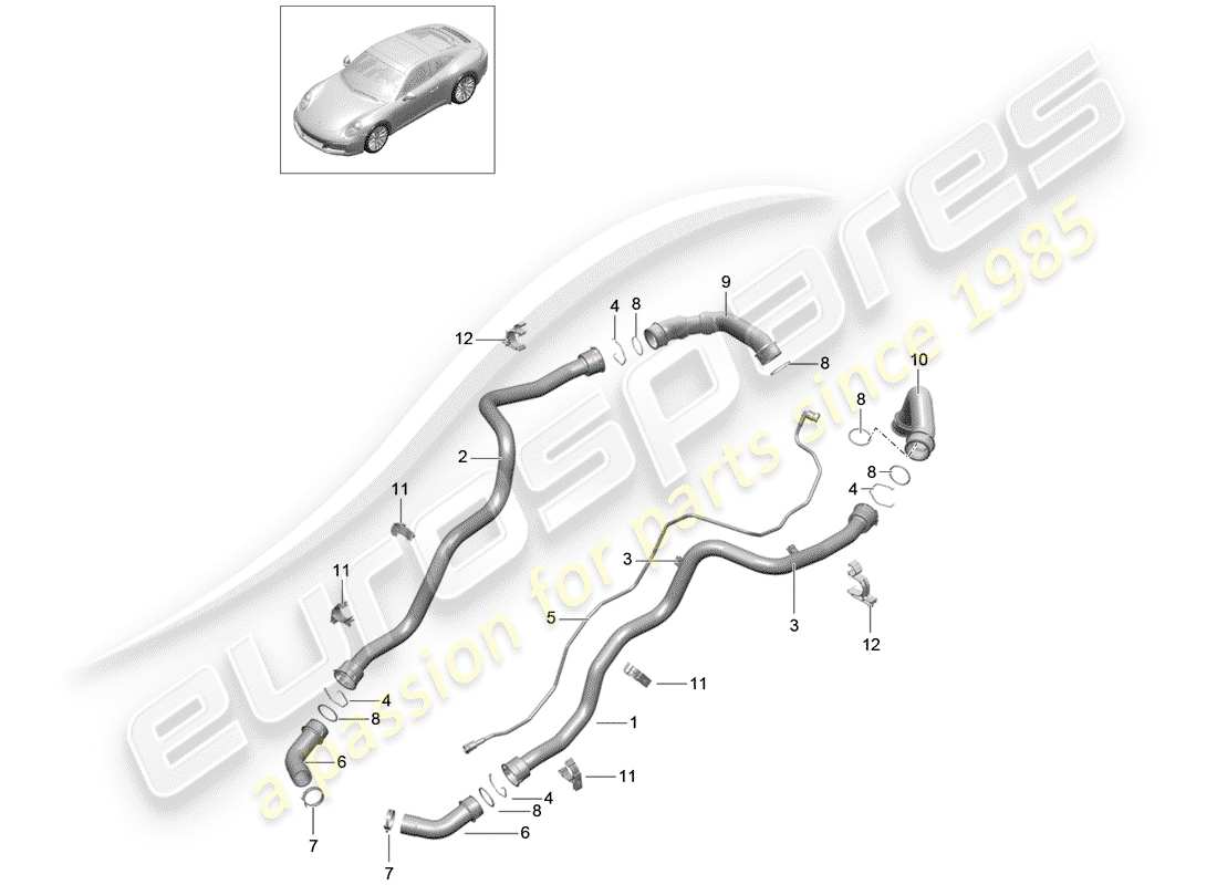 porsche 2017 (991-2) diagramma delle parti del raffreddamento ad acqua