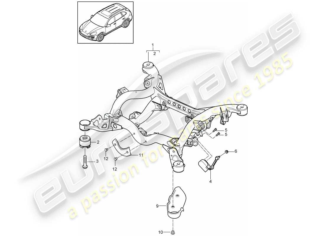 porsche 2012 (cayenne e2 92a) asse posteriore diagramma delle parti
