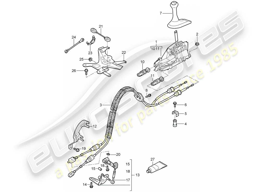 porsche 2005 (987 boxster) controllo della trasmissione diagramma delle parti