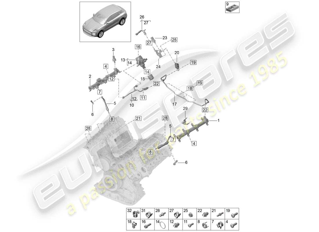 porsche 2019 (macan) tubo di raccolta carburante diagramma delle parti