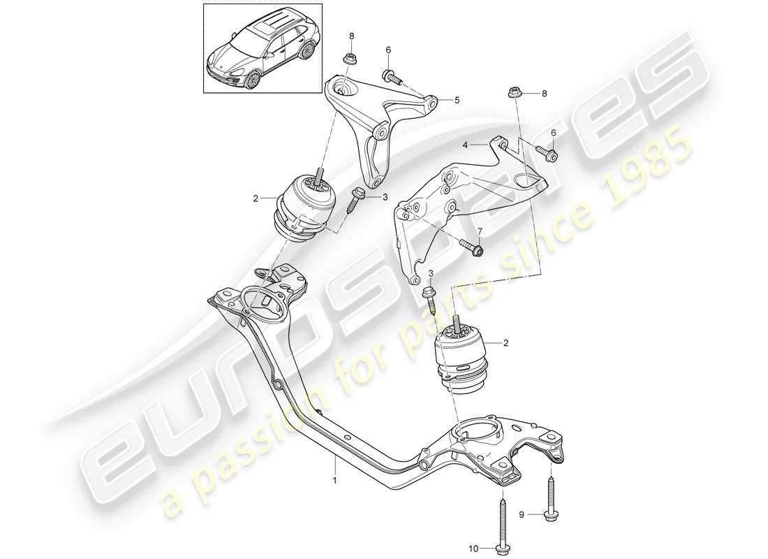 porsche 2017 (cayenne e2 92a) paranco di sollevamento del motore diagramma delle parti