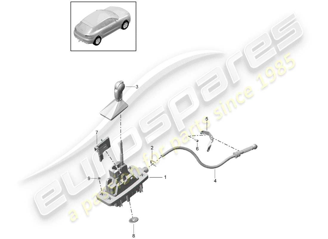 porsche 2018 (macan) leva del selettore schema delle parti